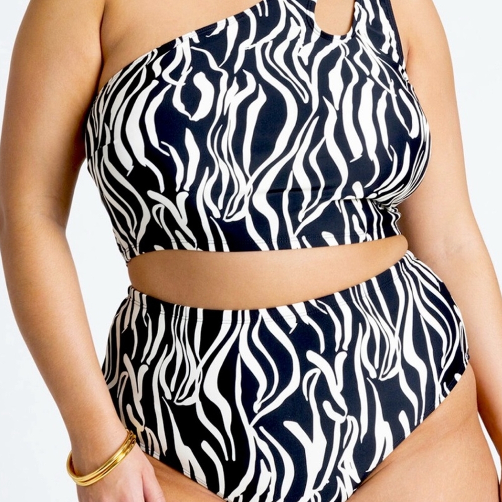 Eloquii Black and White Zebra Print Bikini